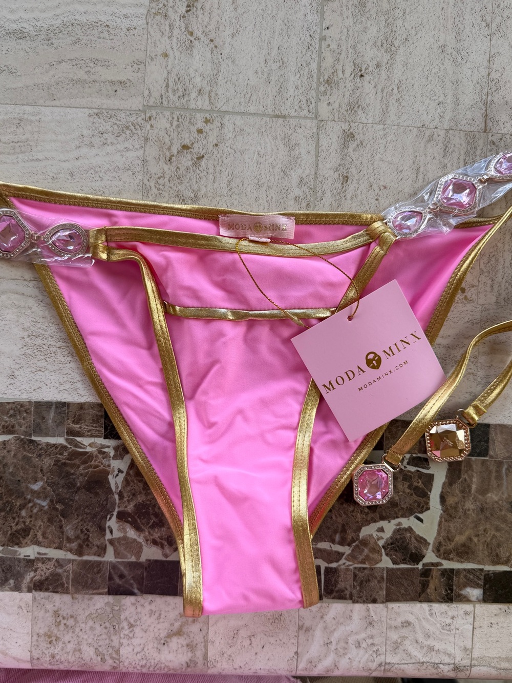 Pink & Gold Jewel Bikini Bottom